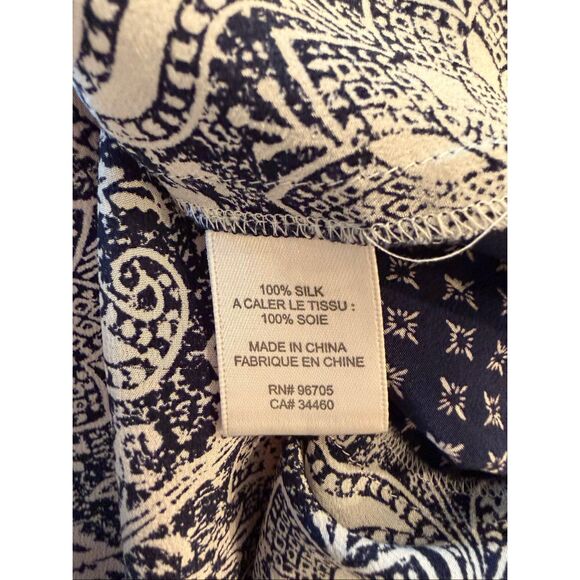 Rebecca Taylor navy blue and cream silk tunic tank top- size m - Picture 4 of 6